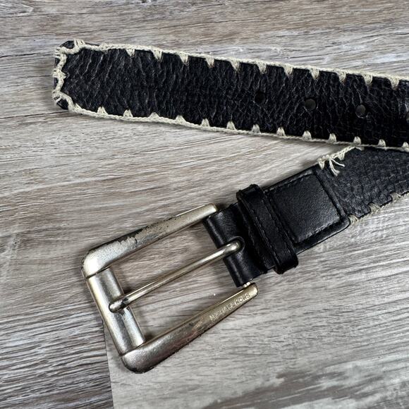 Vintage Michael Kors Black Leather Whipstitch Belt Y2K Boho Indie Sleaze XL main image 4